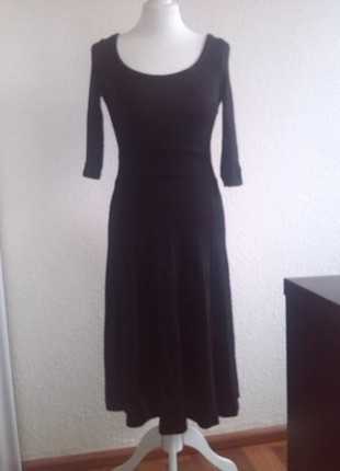 Wadenlanges Kleid, Herbstkleid, stretch, H&M, schwarz