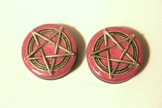Glitzer Pentagramm Plugs 30mm