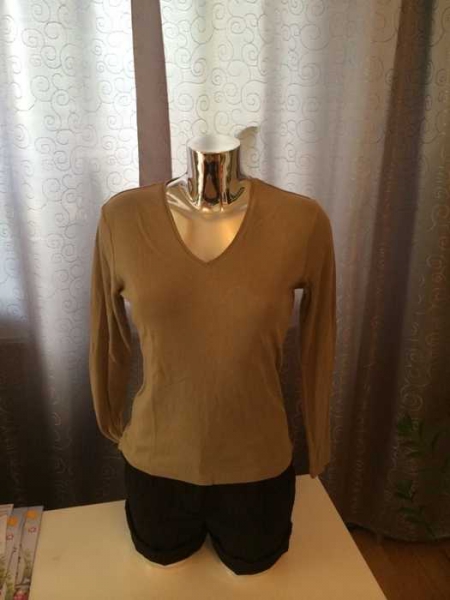  Basic Sweatshirt Longshirt Longsleeve in khaki