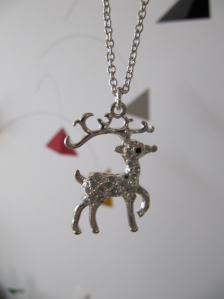 TOLLE FEINGLIEDRIGE KETTE VERSILBERT HIRSCH ANHÄNGER ELCH WEIHNACHTEN