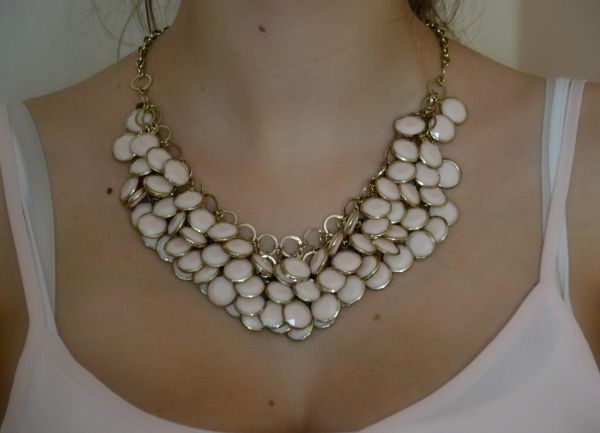 Beliebte H&M Statement Kette nude rosa rose gold NEU mit Plättchen Blogger