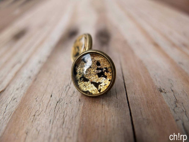 Ohrstecker schwarz/ gold