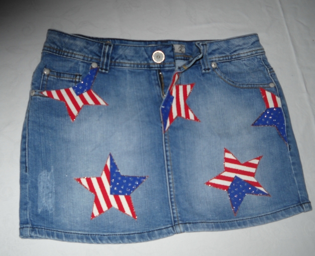 American Flag Jeansrock Rock DIY Hüftrock Pimkie blau jeansblau 34 36 XS S M Sterne Blogger