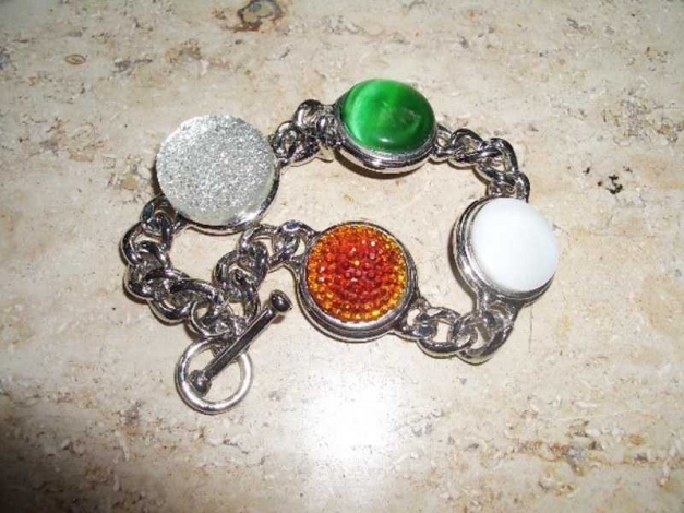  Metall Armband für vier Chunks   Click-Button Druckknöpfe    Neu!