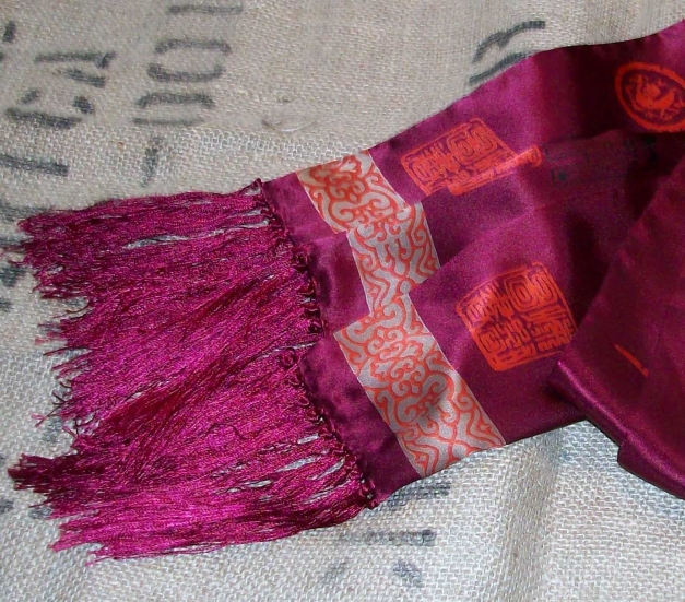 Schal 100% Seide Japan weinrot