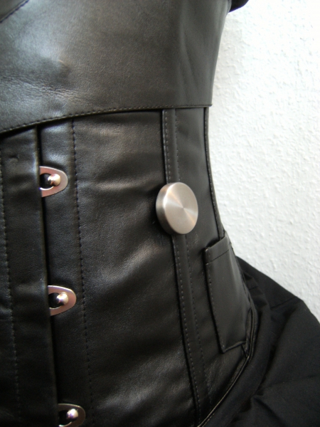 PU Kunstleder Unterbrust Korsett Corsage Lederimitat M schwarz Gothic Steampunk 