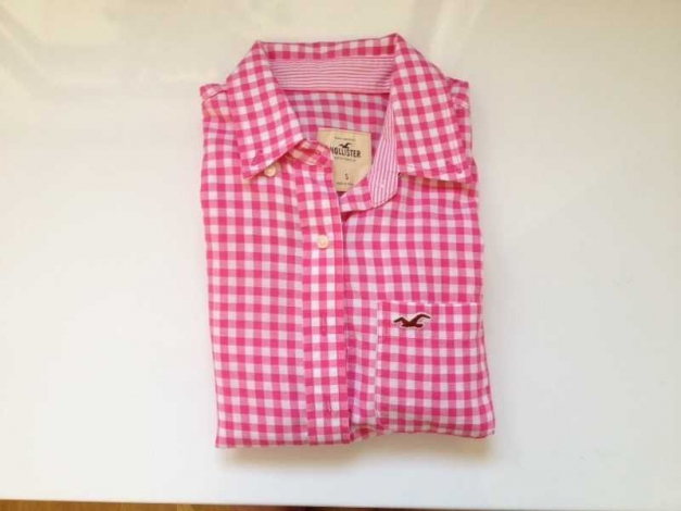 Hollister Hemd Bluse rosa weiß kariert