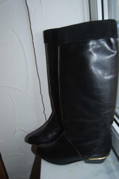 Leder schwarze Stiefel Boots Schuhe Trendi