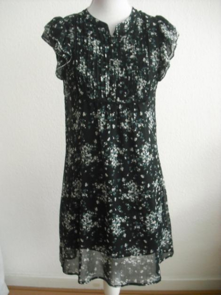 Romantische Kleid, Falten, Flügelärmeln, gefüttert, gemustert