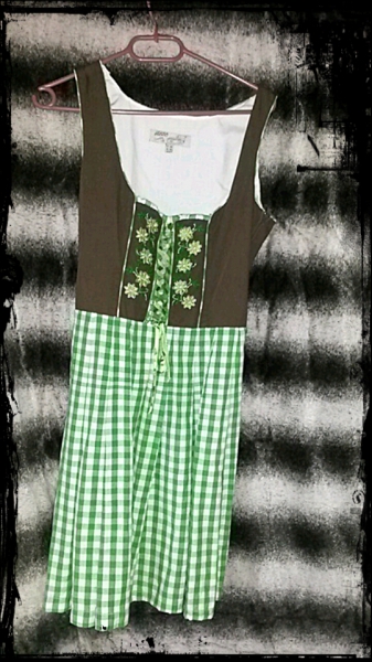 Lekra CountryLife Dirndl, grün, braun, kariert, Größe: 38/S, ohne Bluse/knielang