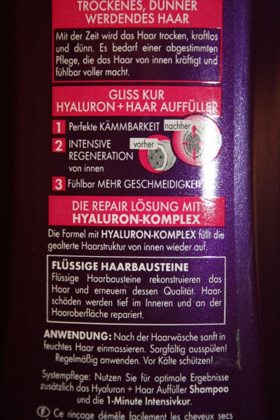 Gliss Kur Hair Repair - Hyaluron + Haar Auffüller Spülung