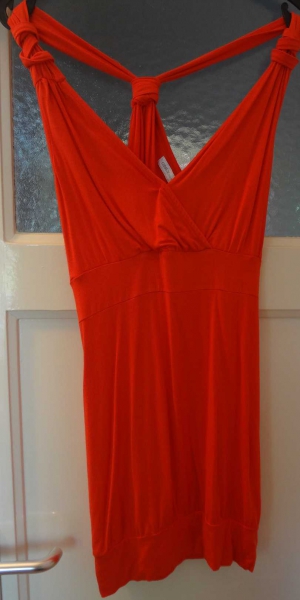rotes Partykleid Longtop in S/36 Minikleid corall Only Sommer Urlaub