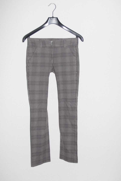 Mexx Stoff Hose skinny röhre karo grau silber 34