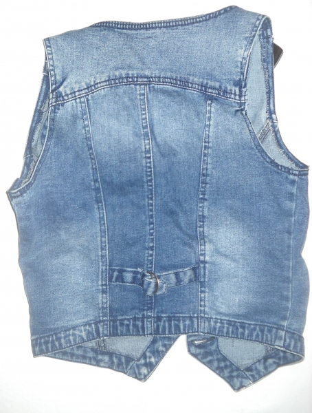 Jeansweste mit Nieten Studs Gina Weste jeans blau Waschung Knopfleiste Silber 34 36 XS S M