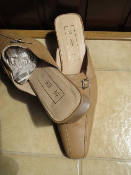 Schuhe/Pantoletten Mules/Leder,4cm Absatz,beige