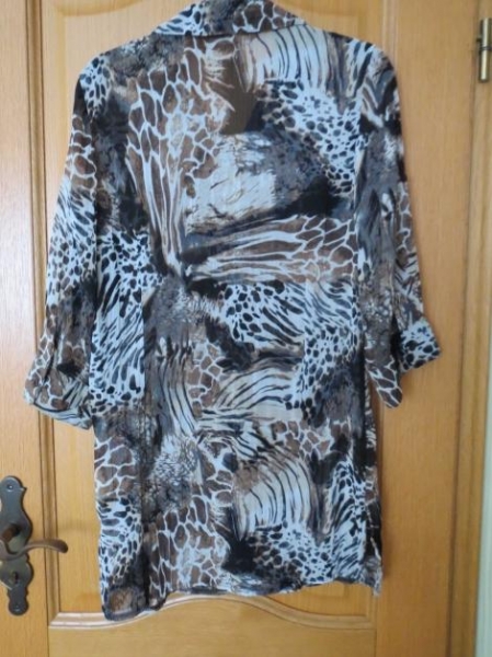 Longbluse,3/4Arm,braun-beige,Crashbluse