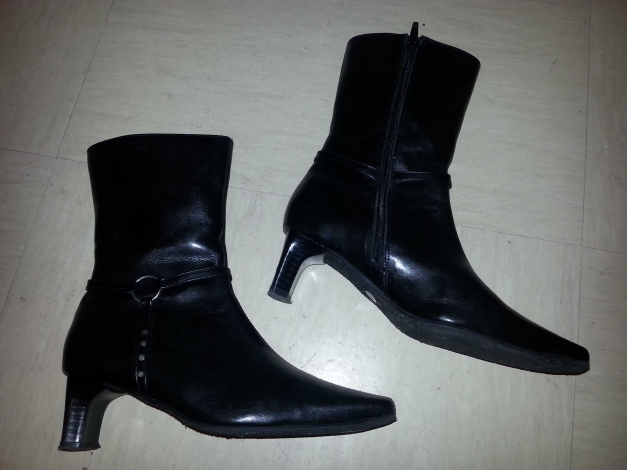 wie Neu Lederstiefeletten echtes Leder Stiefeletten schwarz gr. 37