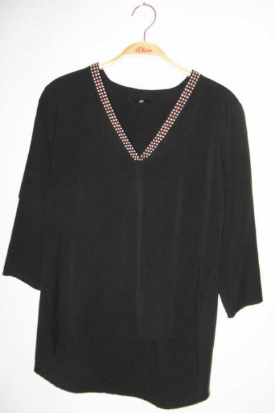 H&M Tunika schwarz gold Nieten XS 34 Bluse Vokuhila