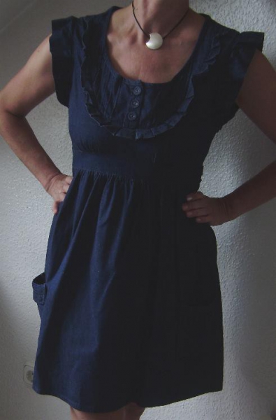 Niedliches verspieltes Sommer Kleid im Jeans Look Gr. L bzw. M