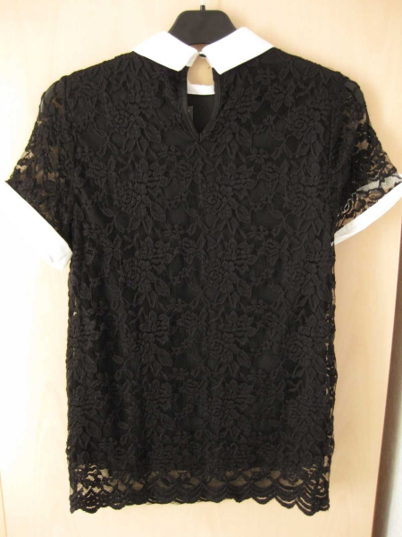 Primark Spitzentop Bubikragen schwarz Gr. 6 (32-34) *NEU mit Etikett*