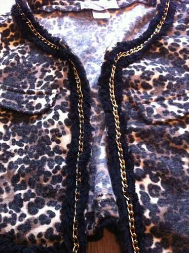 Sexy Leoparden Weste mit Goldkette Gr M gold leo boho vintage blogger