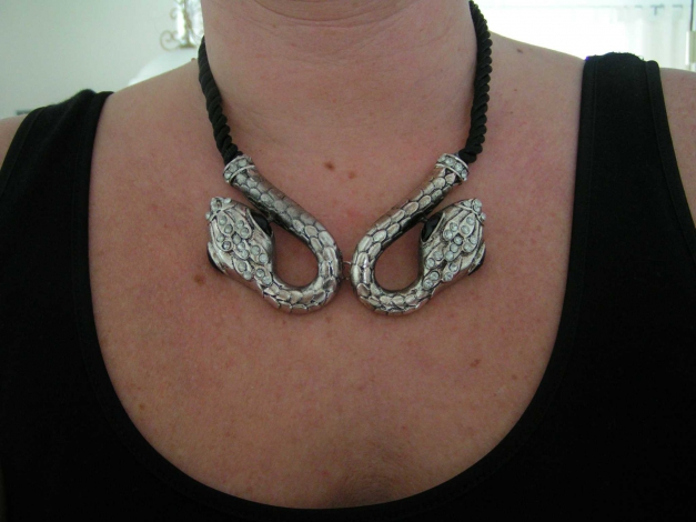 Statement Kette Schlangen Kette Blogger Choker Gothic Silber Neu