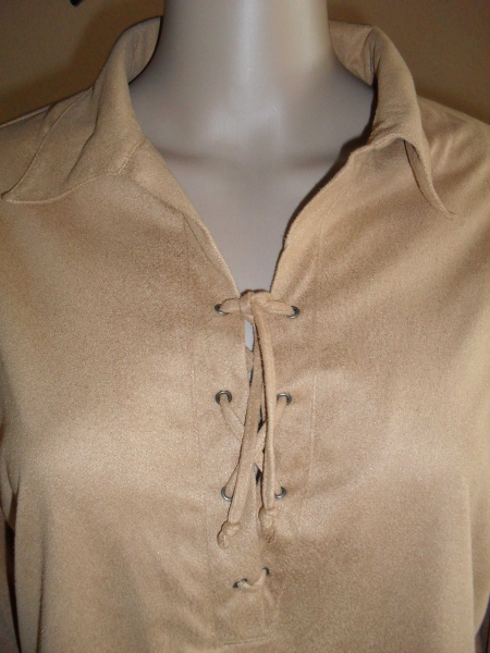 waschwildleder langarm Bluse/ Shirt beige Gr 40