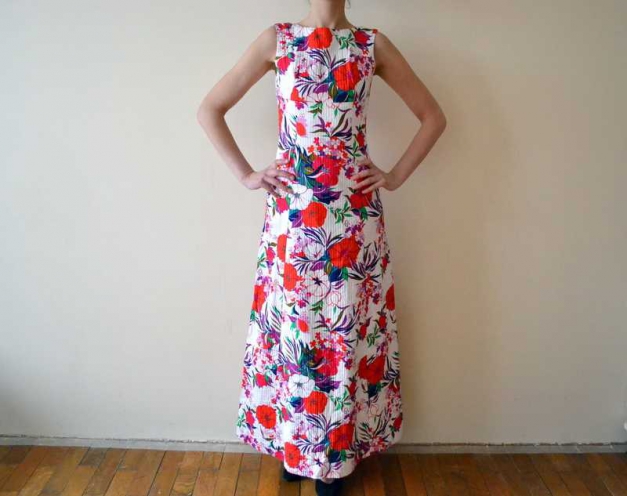 Vintage 60s maxi floral bright dress
