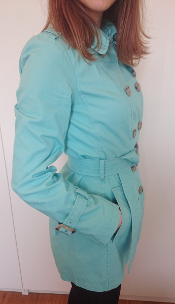 kurzer Trenchcoat türkis