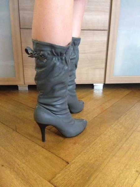 Graue Stiefel Schleife Gr.38 blogger