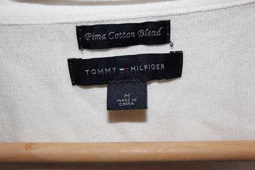 weißer Pullover mit V-Ausschnit von Tommy Hilfiger, Größe M