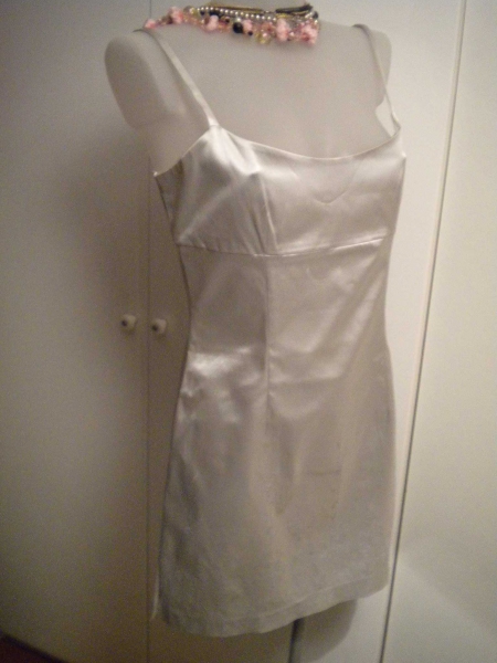 silbernes Satin Mini Kleid Bohéme 