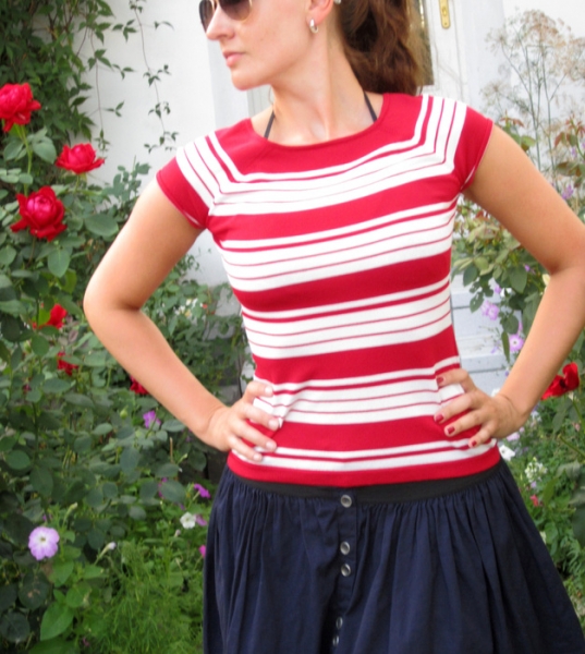 H&M Streifenshirt Sailor Marine rot weiß