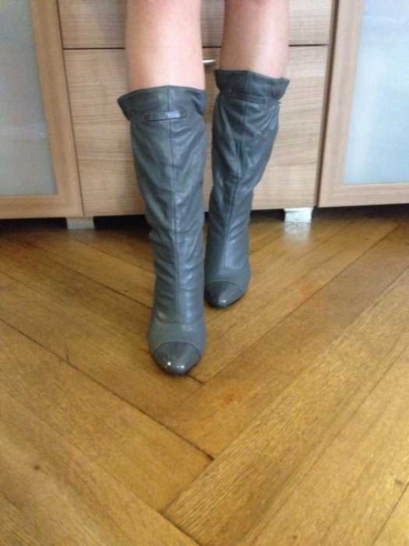 Graue Stiefel Schleife Gr.38 blogger