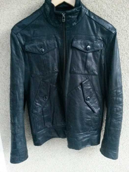 Schwarze Lederjacke (echtes Leder!) Größe S / WE