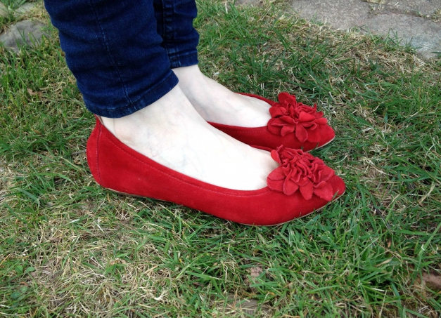 Fabiani Wildleder Ballerinas mit Blüte rot Gr.37