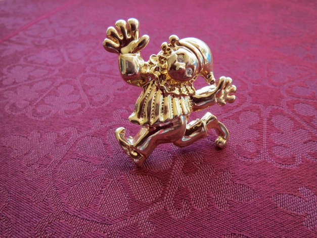 Brosche, klein, Modeschmuck, gold, Strasssteinen