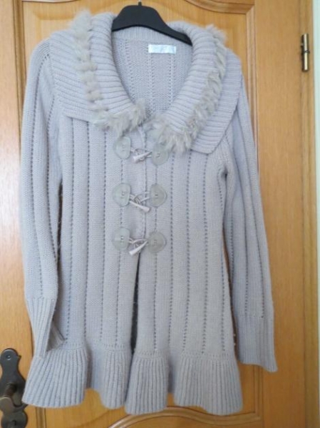 Strickjacke(lang),beige,Kragen