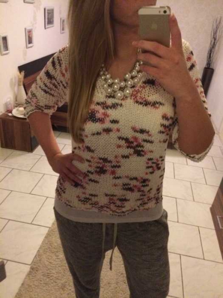 H&M Pulli weiß rosa lila pink