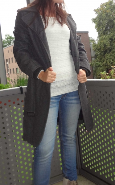 schicker grauer Wollmantel in M, Wintermantel, Winterjacke Herbstmantel Montego Trenchcoat