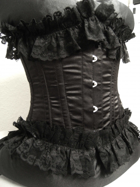 Echtes Unterbrust Schnür Korsett Satin Spitze S M Gothic Viktorianisch Romantik