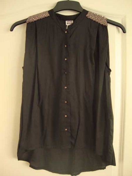 NEU! Vero Moda - Vokuhila Bluse mit Perlen