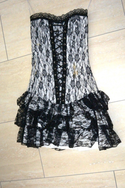 Corsagenkleid Gr. S in weiß mit Spitze