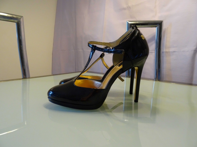 BLINK Stiletto-Pumps, High Heels, T-Strap, schwarz lack, Größe:41
