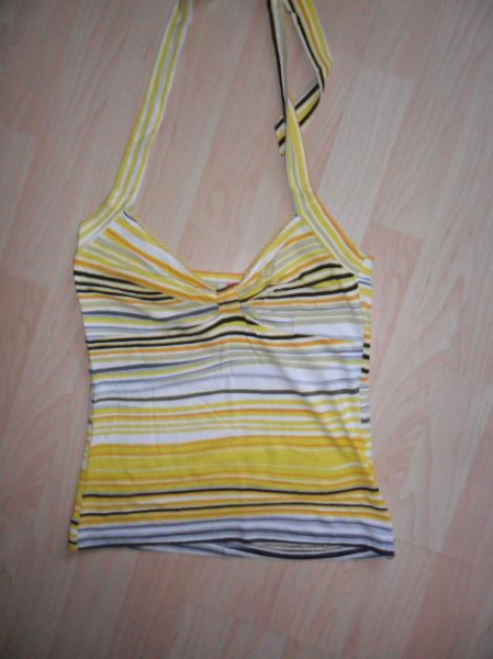 gelb weiß gestreiftes Neckholder Oberteil