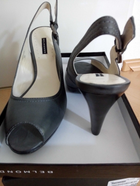 NEU! Belmondo Peeptoe, Slingpumps, Sandalette in einem, Leder, grau
