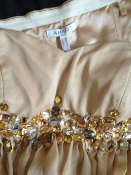 APARt Ballkleid Cocktailkleid Abendkleid Partykleid Festkleid Beige Gold Strass Pailette - 38 18 M 