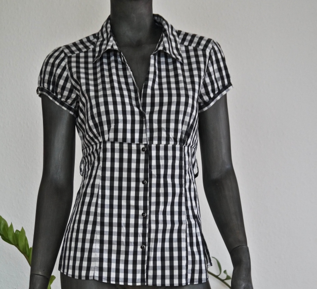 Karierte kurzarm Bluse