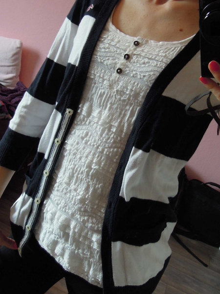Hollister Cardigan schwarz weiß gestreift