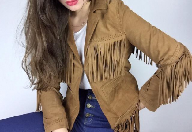 Neu Goosecraft Wildlederjacke Fransen Fashion Blogger Trend Hippie 70s Street Style cosy